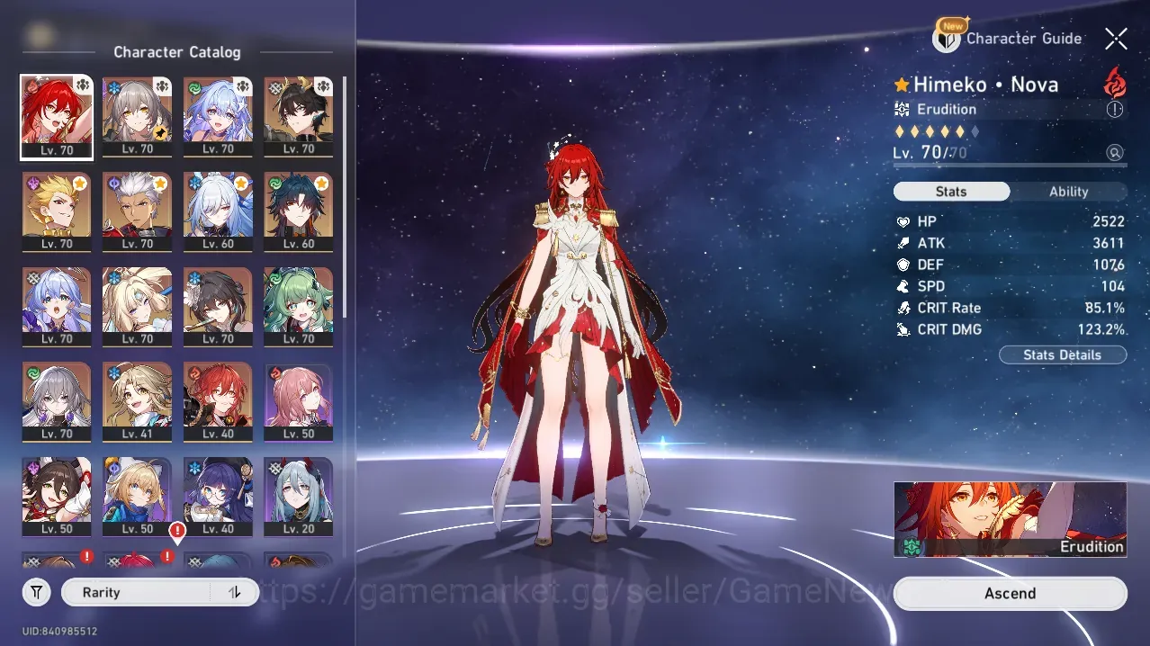 Honkai Star Rail Accounts Others Asia |TL 60|11 Limited|(Himeko Nova,Robin Summer,DH 1