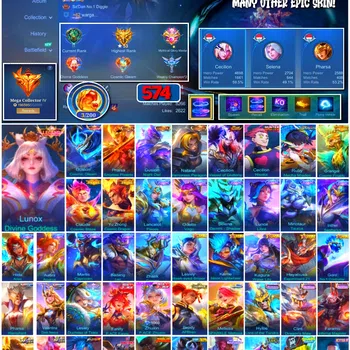 Mobile Legends: Bang Bang Collector #3895 | 574 Skins | Legend Lunox & Gusion | Collec image 1