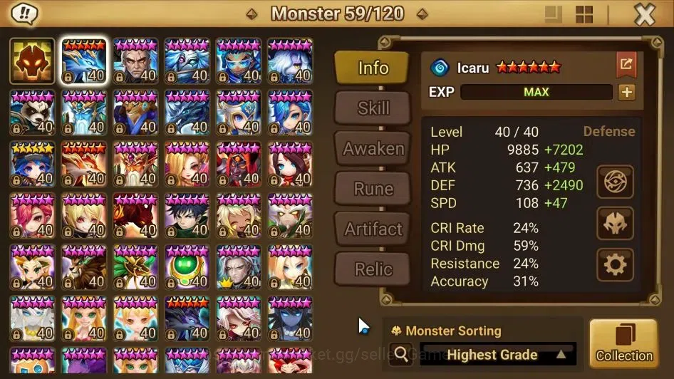 Summoners War: Sky Arena Accounts GLOBAL Lv 61|1 LD[Lars]|61 Total NB5[Eladriel,Liam image 8