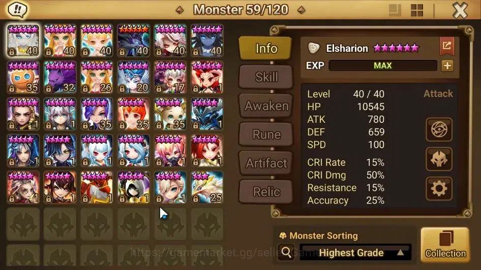 Summoners War: Sky Arena Accounts GLOBAL Lv 61|1 LD[Lars]|61 Total NB5[Eladriel,Liam image 9