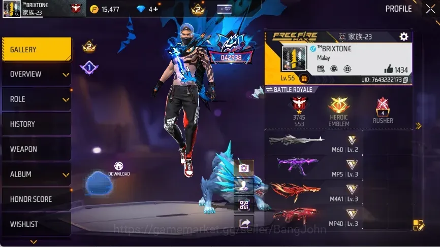 Free Fire Accounts Indonesia | 7 EVO AK47 | 2 M1887 Emerald Power + Mamba| Electrify Bunny Bp | Check SS FF1026B 1