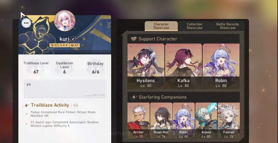 Honkai Star Rail Mid Game Asia|TL 67|Saber Premium|11 Limited|[Saber,Aglaea] image 1