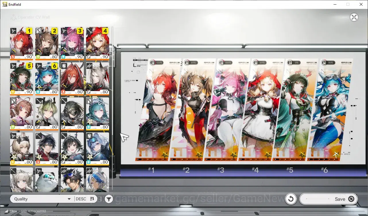 Arknights: Endfield Accounts ASIA|Lvl 60|10 SSR (5 Limited) + 24 (6* WP)|(Zhuang 1
