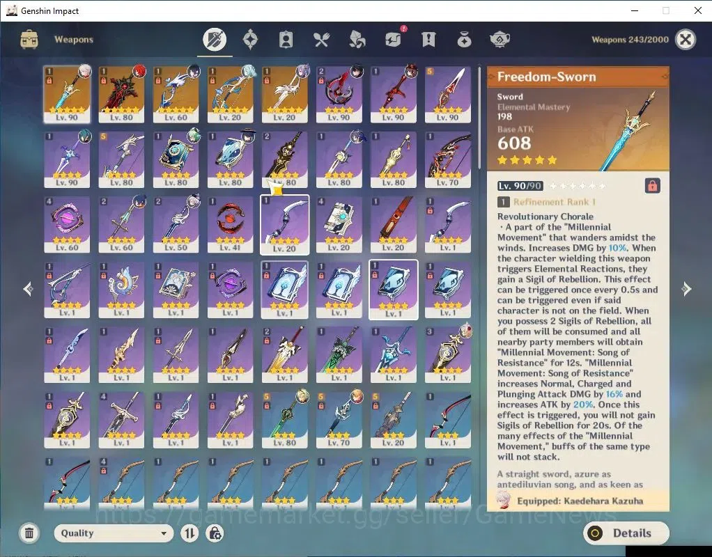 Genshin Impact Accounts Asia|AR56|5 Limit +5(*5Wep)|(Kazuha,Yelan)+Sign,Hu image 5