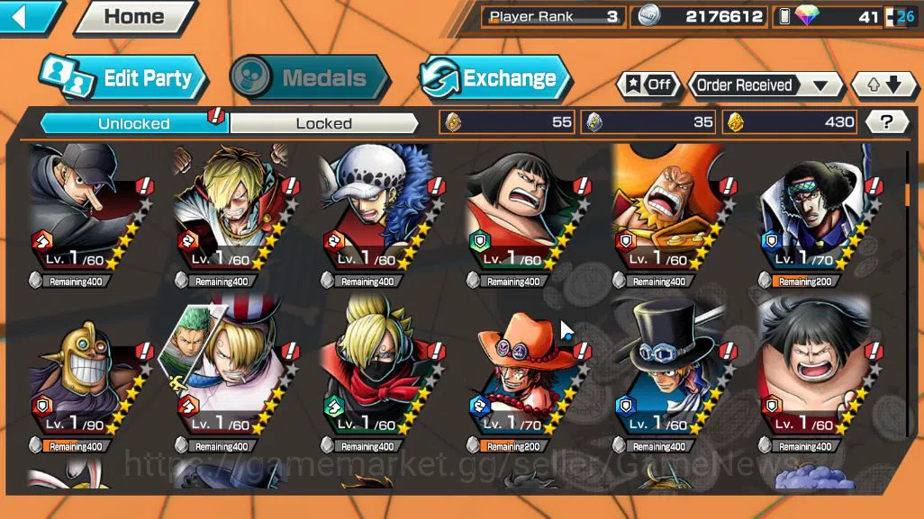 One Piece Bounty Rush Accounts Starter Global|4 EX|Blackbeard Pirates Kuzan,FilmZ Zephir ,5Elders St.Saturn,KOP Gol 5
