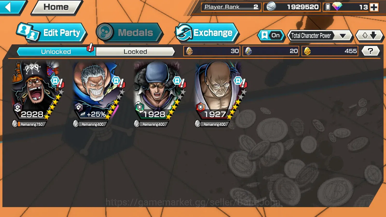One Piece Bounty Rush Accounts GLOBAL|EX 4|GF 455|4Emperors Teach,5elders Nusjuro image 8