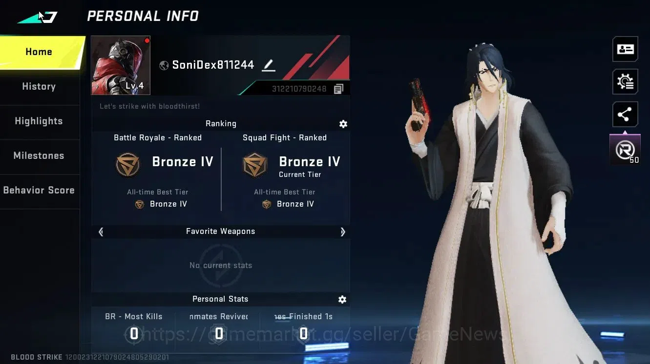 Blood Strike Accounts ASIA|Collab BLEACH [ETHAN-Byakuya]|Legendary [NOVA image 2