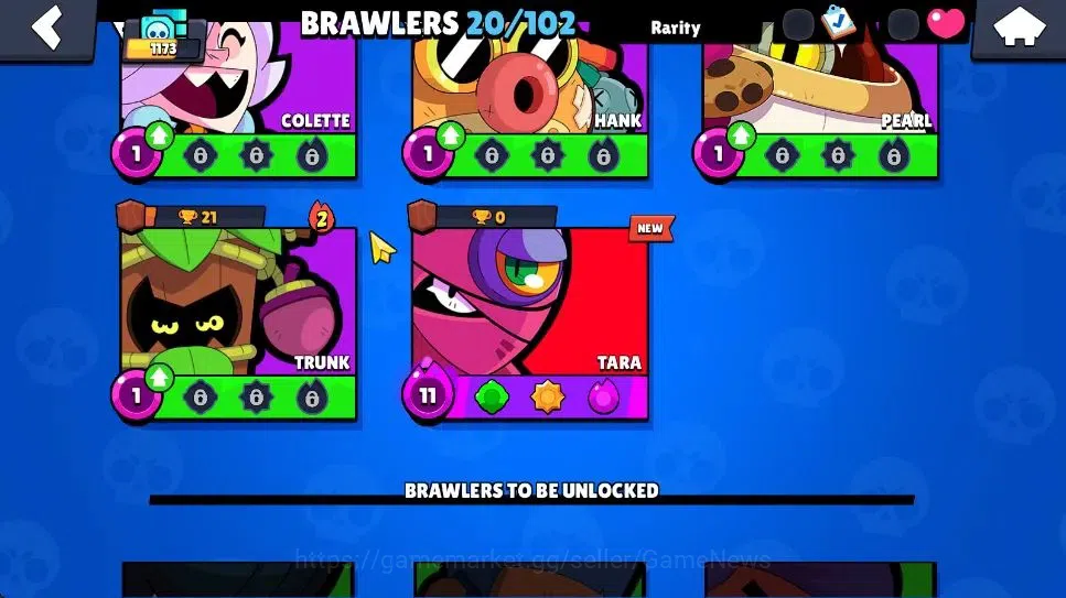 Brawl Stars Accounts 1173 Trophy|7K Bling|20 Brawlers 3 Max Lvl [BO,Edgar,Tara]|2 Myth [Porcelain Pearl,Possessed Poco] 7 11