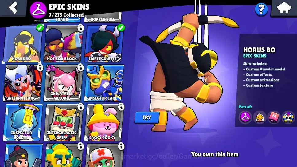 Brawl Stars Accounts 1173 Trophy|7K Bling|20 Brawlers 3 Max Lvl [BO,Edgar,Tara]|2 Myth [Porcelain Pearl,Possessed Poco] 7 16