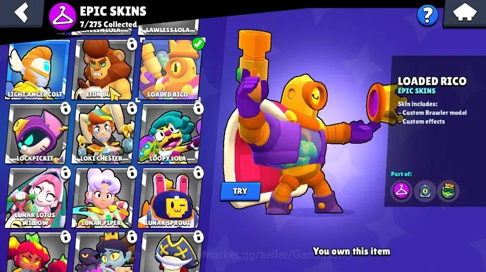 Brawl Stars Accounts 1173 Trophy|7K Bling|20 Brawlers 3 Max Lvl [BO,Edgar,Tara]|2 Myth [Porcelain Pearl,Possessed Poco] 7 17