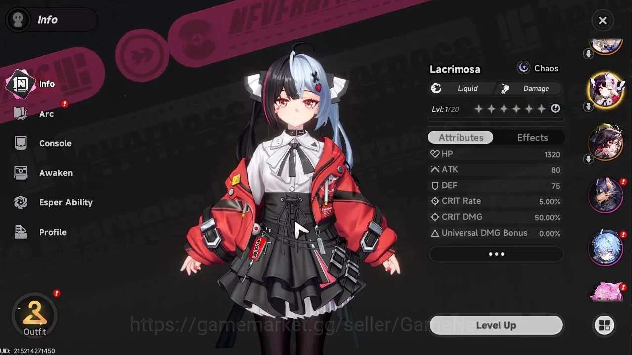 Neverness to Everness Accounts GLOBAL SEA|HL 3|3 SSR (Lacrimosa,Jiuyuan,Sakiri)|S image 3