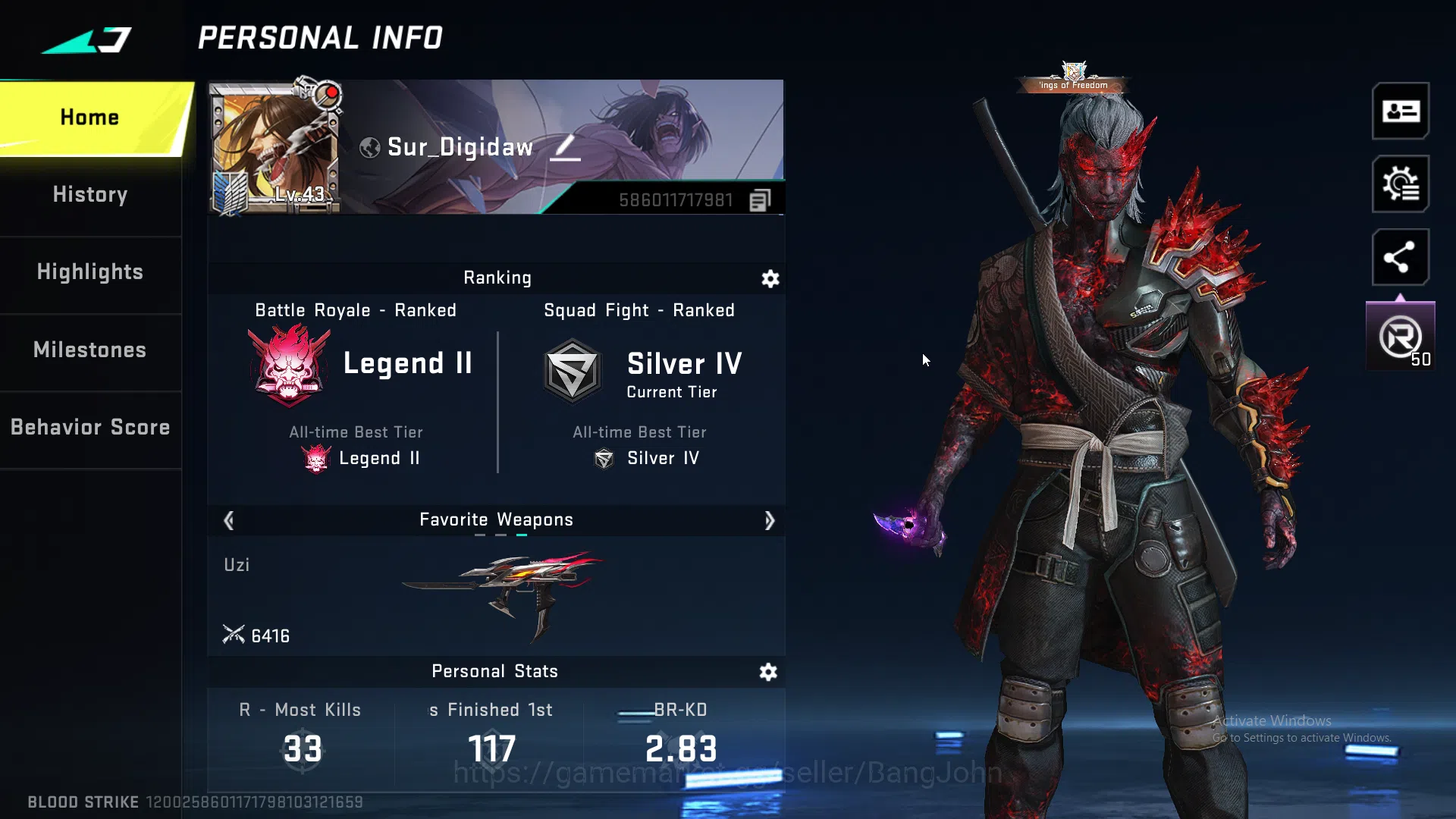 Blood Strike Others ASIA | 4 Eternal | Eternal M700 AOT | Eternal Uzi  image 1