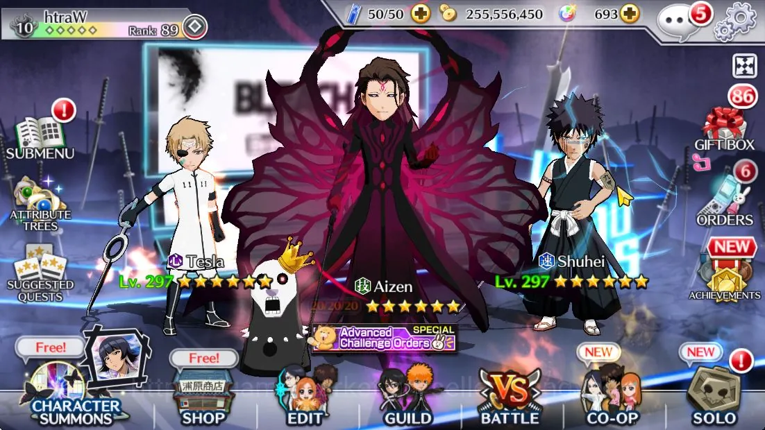 Bleach: Brave Souls Accounts Others Global|980K BP,1 MT|102 PS+600 PAcc Ticket|Fresh Story|Byakuya,Rukia,Ichigo,Jugram 1