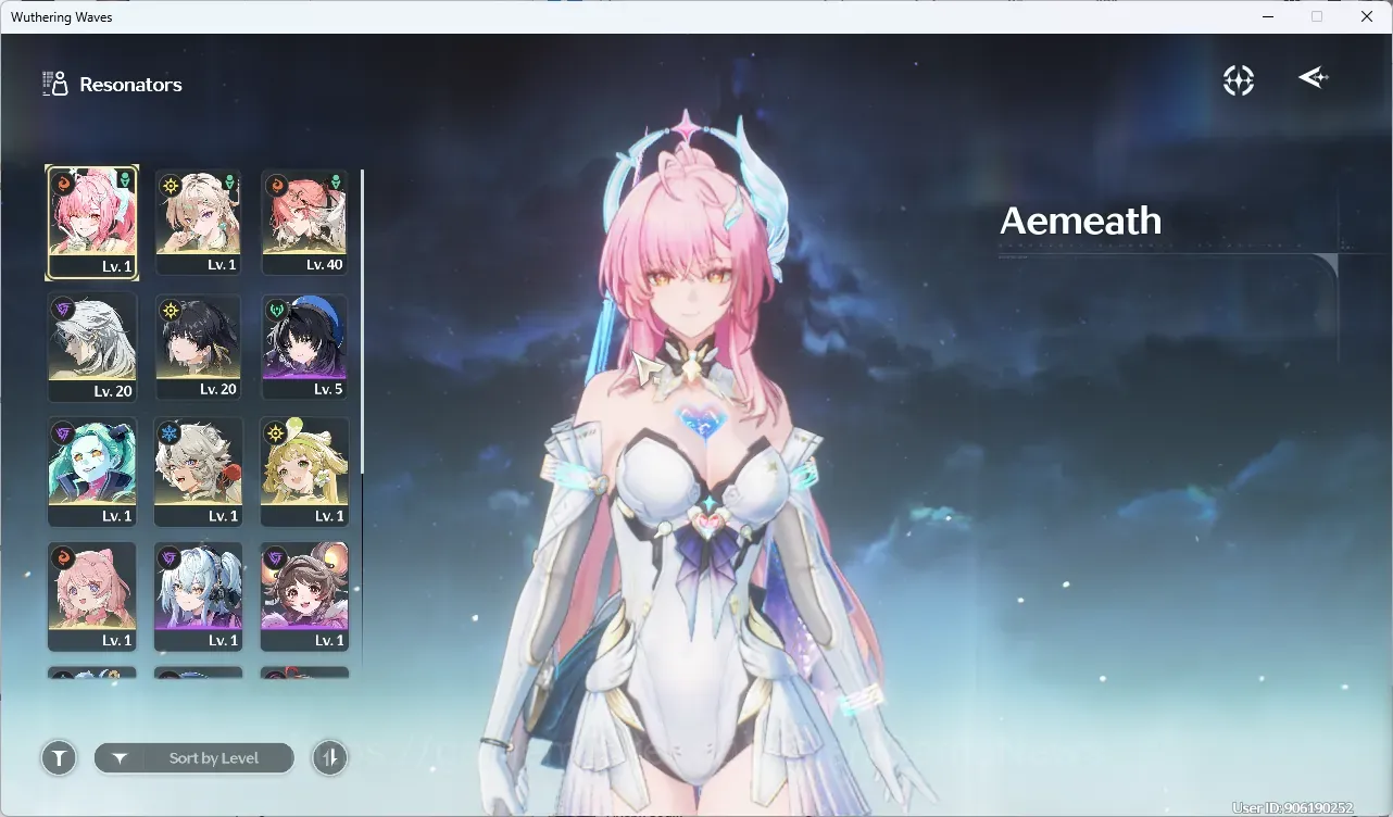 Wuthering Waves Accounts Starter SEA |UL 19|3 Limited|Aemeath,Lynae,Changli + Sign|5 Std Char|DB Lv 1|Female MC|Fresh 1
