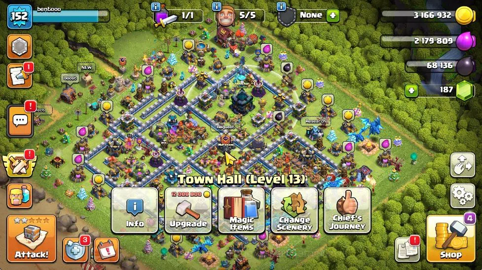 Clash of Clans Accounts TH 13 - BH 9|Limited Skin|LV 152|HH 7|BK 45,AQ 59, image 1