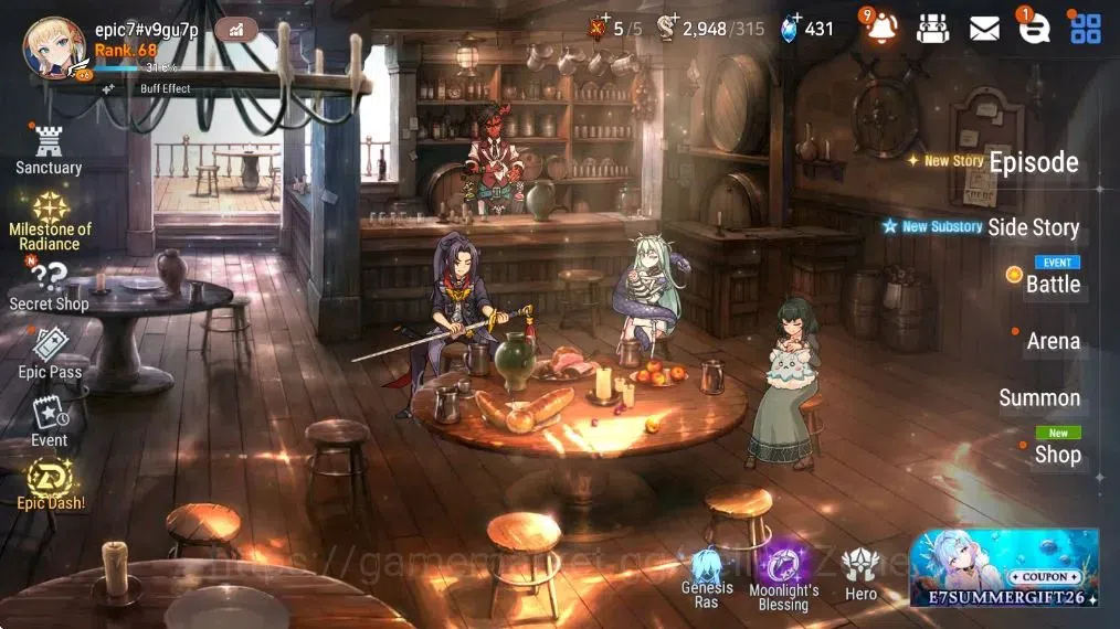 Epic Seven Accounts Limited Hero Global|11 ML(LoTS, Harsetti, Zio, Hwayoung) Limited Estelle, Fumyr, Rinak|PoH+Bless 8