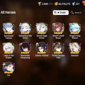 Epic Seven Accounts Limited Hero Global|11 ML(LoTS, Harsetti, Zio, Hwayoung) Limited Estelle, Fumyr, Rinak|PoH+Bless