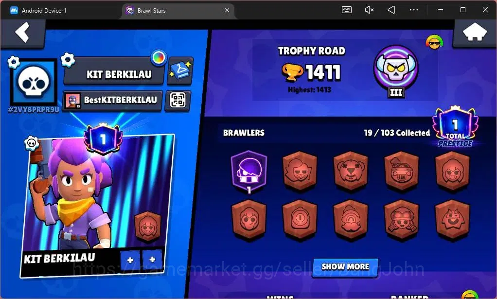 Brawl Stars Accounts Global |1411 Trophy|19 Brawler|1 Max Hypercharge(E image 2