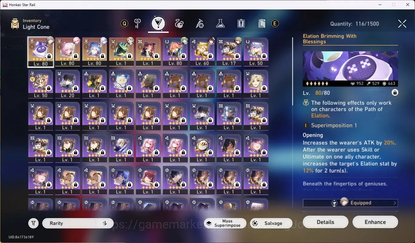 Honkai Star Rail Accounts Others ASIA|TL 63|5 Char Limited ([YaoGuang,Evanescia E1]+Sign,Sparkle,Dan Heng-Perma,Houhou)|Mc 13