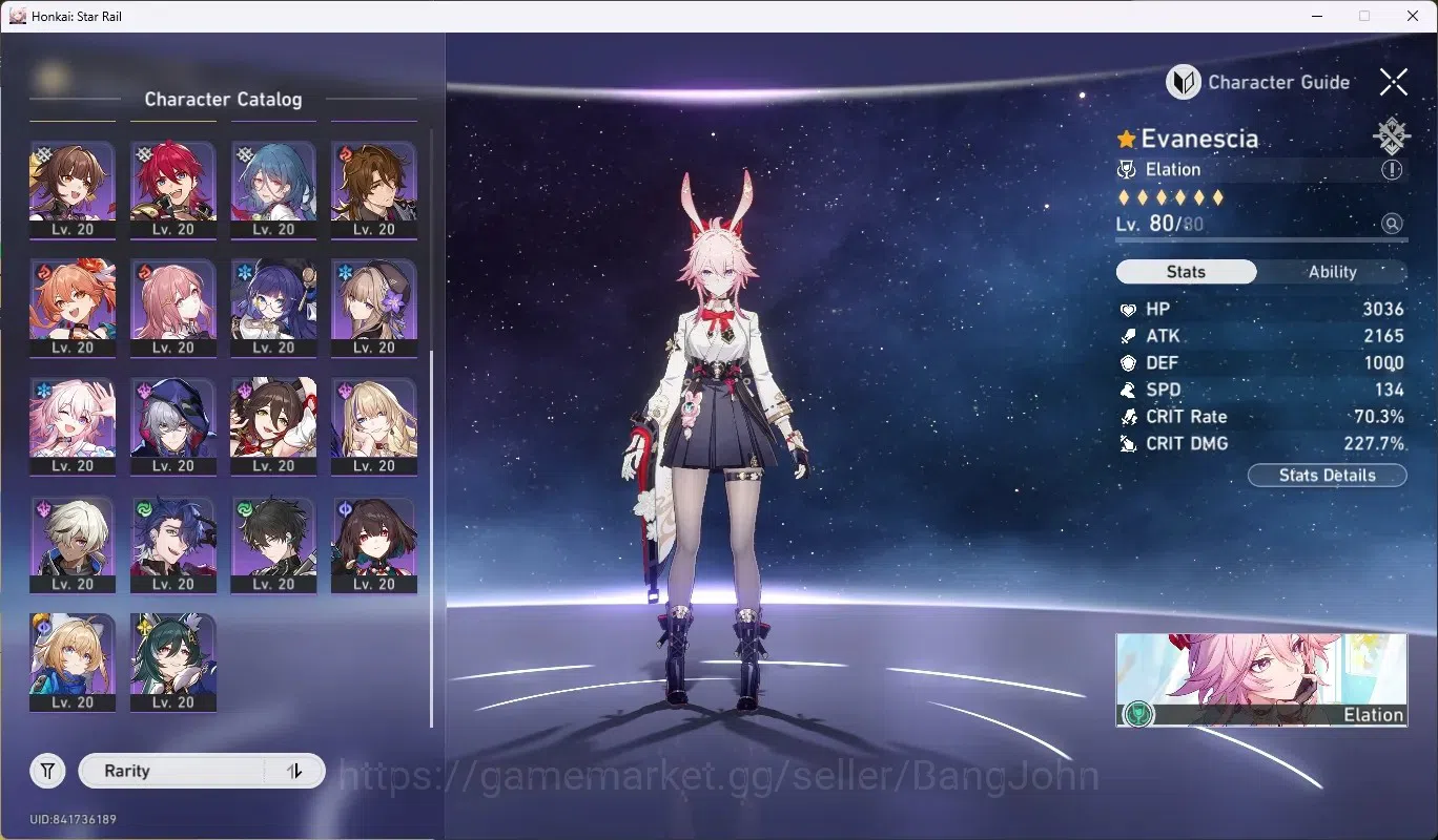 Honkai Star Rail Accounts Others ASIA|TL 63|5 Char Limited ([YaoGuang,Evanescia E1]+Sign,Sparkle,Dan Heng-Perma,Houhou)|Mc 3