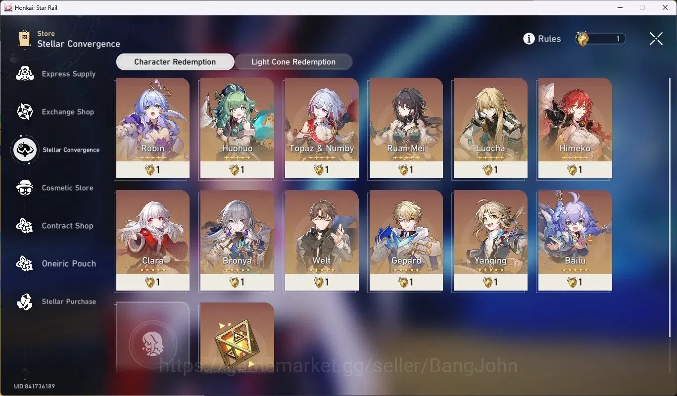 Honkai Star Rail Accounts Others ASIA|TL 63|5 Char Limited ([YaoGuang,Evanescia E1]+Sign,Sparkle,Dan Heng-Perma,Houhou)|Mc 9