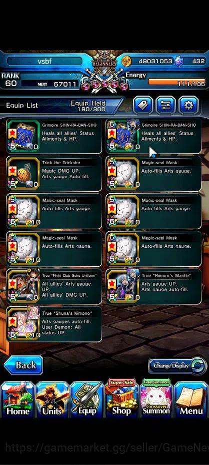 Grand Summoners Accounts End-Game Global|Rank 60|20 Ascend| ToumaTW,RimuruTW,MisakaTW,ChloeTW,Roy,WH Fen,Pinnacle 12
