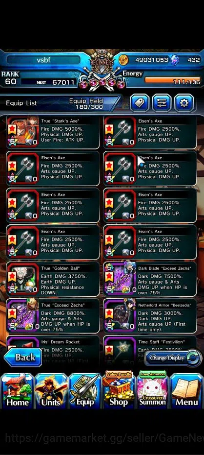 Grand Summoners Accounts End-Game Global|Rank 60|20 Ascend| ToumaTW,RimuruTW,MisakaTW,ChloeTW,Roy,WH Fen,Pinnacle 8
