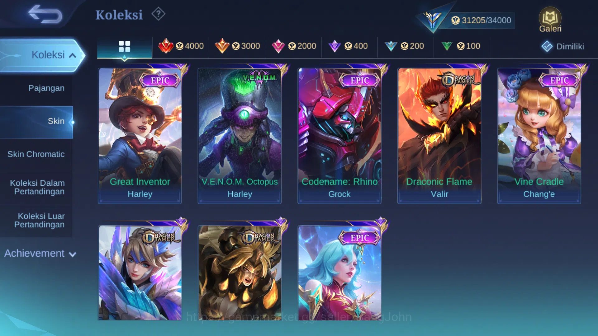Mobile Legends: Bang Bang Accounts Others Hero 93 | Skin 134 | KOF Karina | Saber Cyclops, Saber | Epic Roger, Harley 6