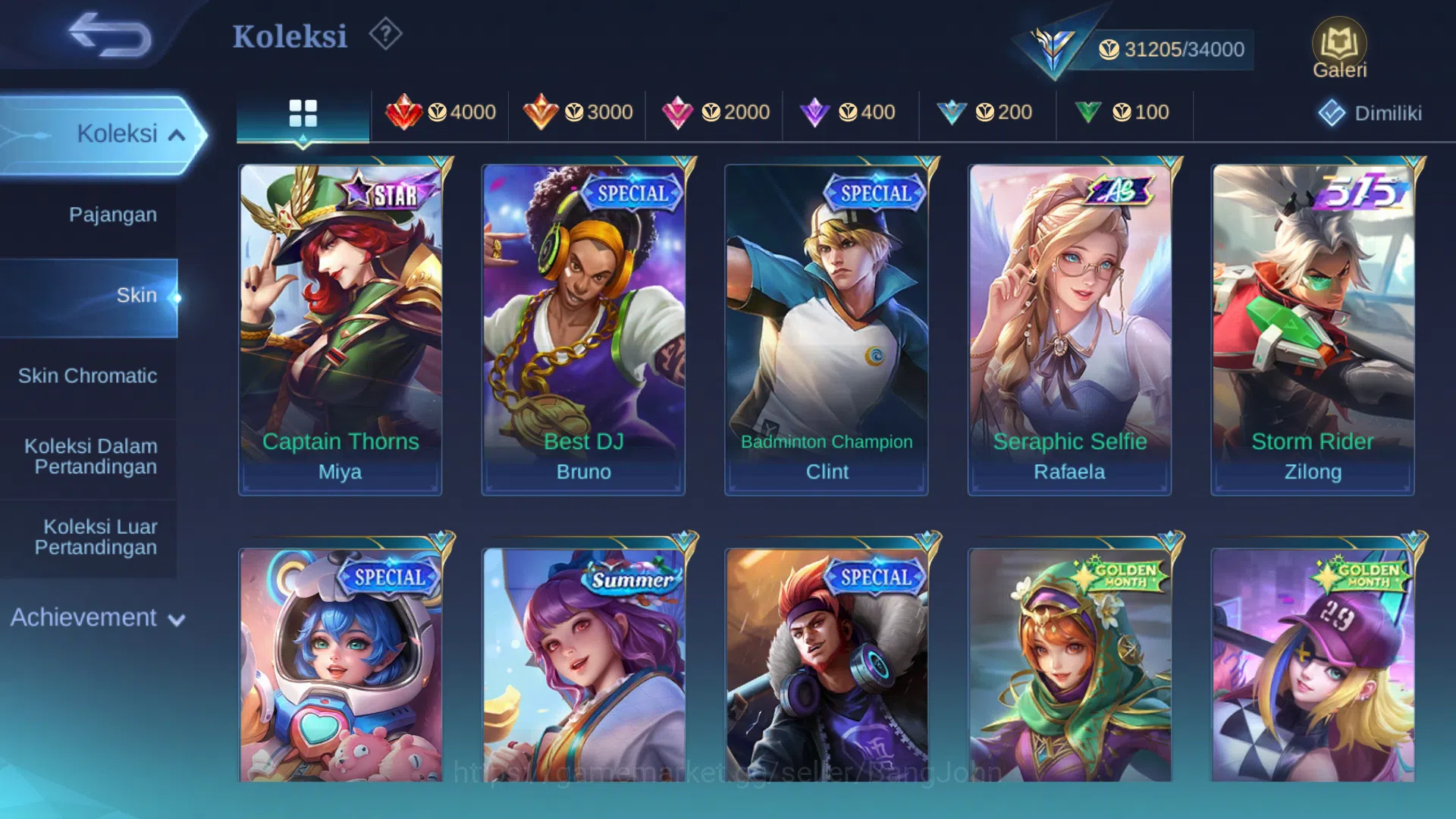 Mobile Legends: Bang Bang Accounts Others Hero 93 | Skin 134 | KOF Karina | Saber Cyclops, Saber | Epic Roger, Harley 8