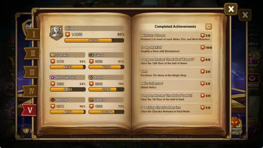 Summoners War: Sky Arena Accounts End-Game Global Lv100|5 LD[Lucifer,Juliane,Maya,Craig,Birgitta]|70 NB5 Leo,Etc|160 16