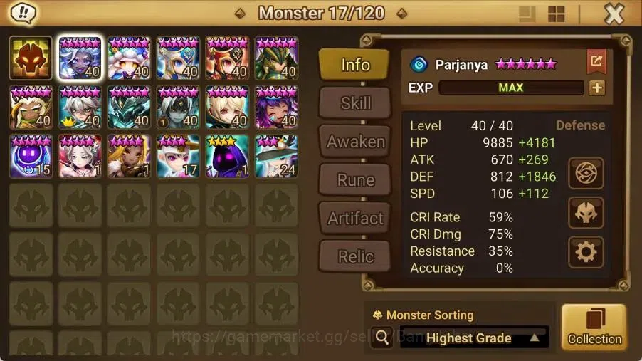 Summoners War: Sky Arena Accounts End-Game Global Lv100|5 LD[Lucifer,Juliane,Maya,Craig,Birgitta]|70 NB5 Leo,Etc|160 2