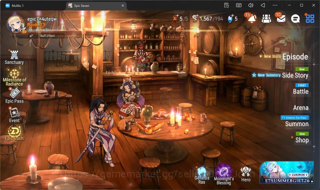 Epic Seven Accounts Starter Global Unverif |Best Starter|4 ML(SOTD Diane,DD Ray,SE Celina,NC Landy)|PoH ON|SS 5|Stigma 1