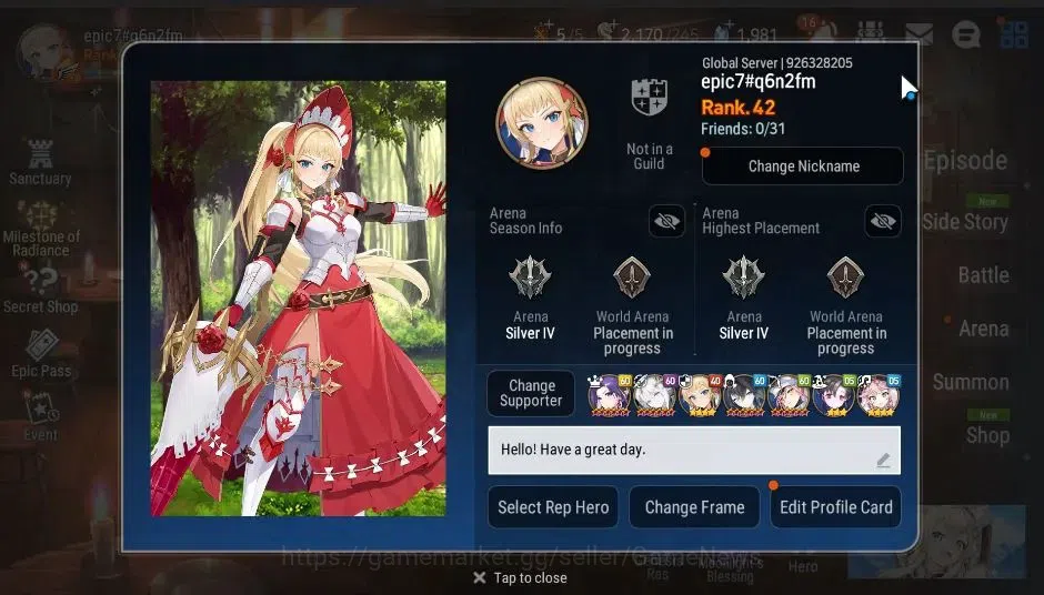 Epic Seven Accounts Global|New Era|UnVerif|5 ML(Salome,Harsetti,Straze image 2