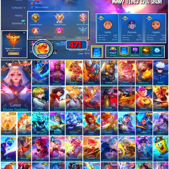 Mobile Legends: Bang Bang Collector #3849 471 Skins | Legend Lunox & Gusion | Collecto image 1