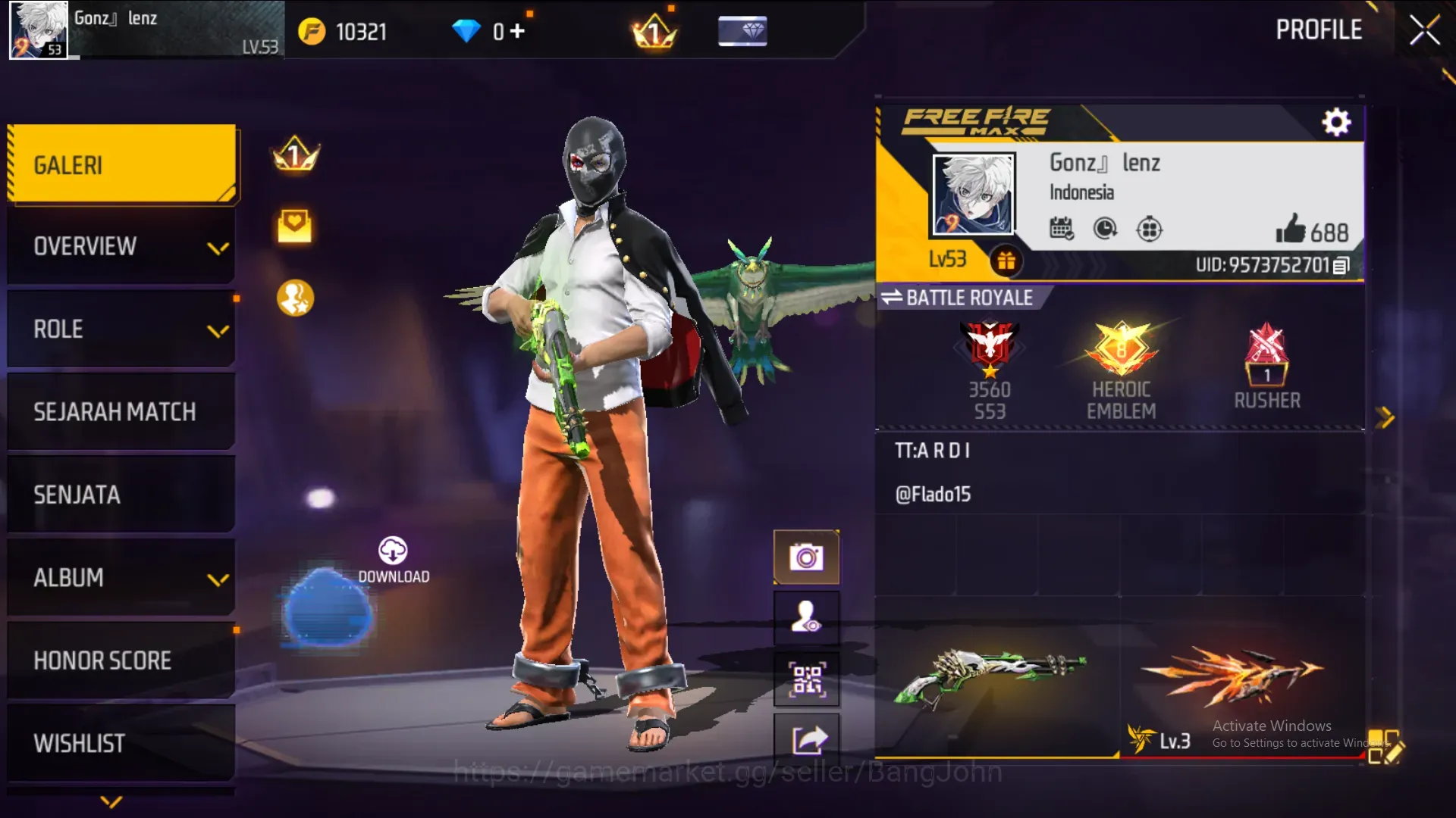 Free Fire Accounts Indonesia|M1887 - Hand Of Hope,Mamba Gnaw,Bunny's Order|Check SS FF985B 1