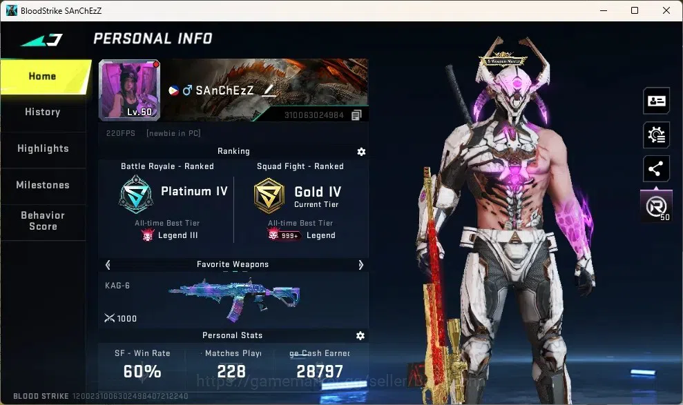 Blood Strike Accounts Others ASIA | 1 EVA SCAR|8 Ultra Striker|8 Ultra Guns: M4A1,INP-9,SCAR,P90,AR97,FAL,Galil,UMP45|Check 1
