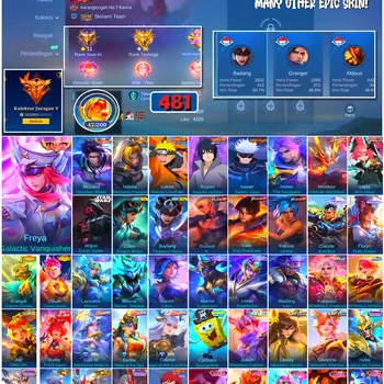 Mobile Legends: Bang Bang Accounts #4596 481 Skins | Alucard Obsidian Blade (LEGEND) | Freya Galactic Vanquisher (LEGEND