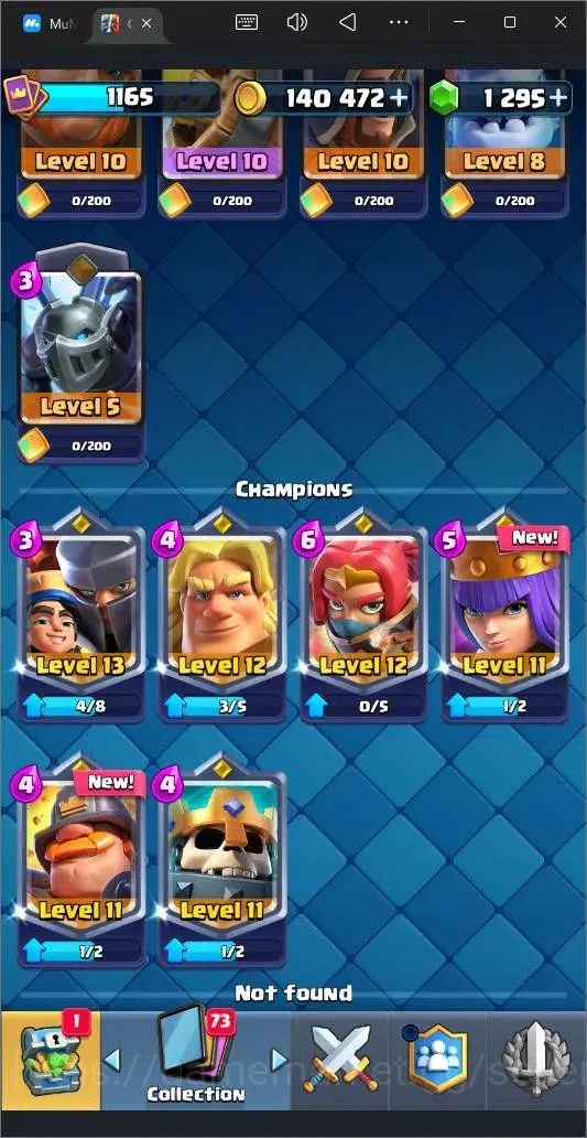 Clash Royale Accounts High-End Global |CL 1165|KTL 13|Trophy 8217|119 Cards|6 Champ|7 Evo|4 Hero|Arena 21|1295 Gems|140K 12
