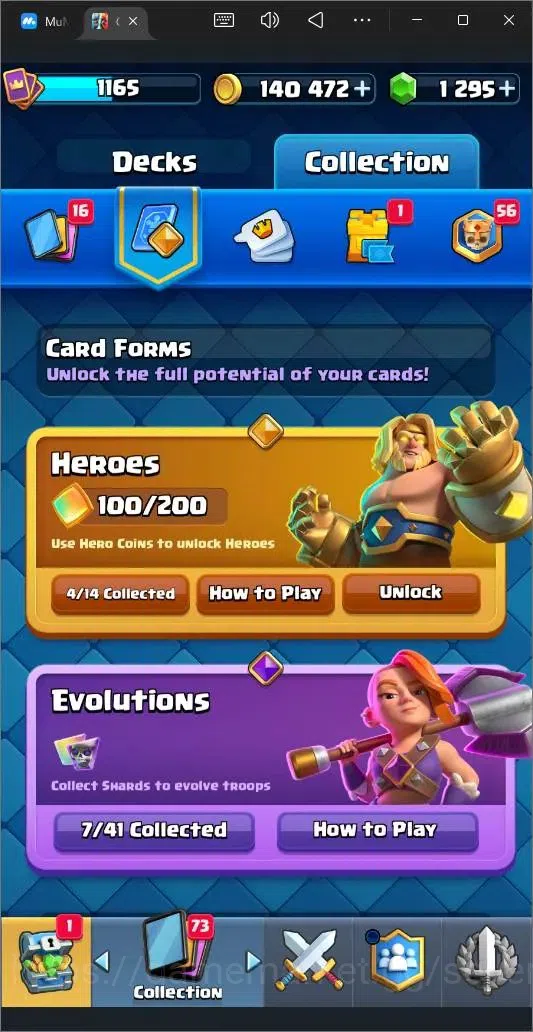 Clash Royale Accounts High-End Global |CL 1165|KTL 13|Trophy 8217|119 Cards|6 Champ|7 Evo|4 Hero|Arena 21|1295 Gems|140K 13