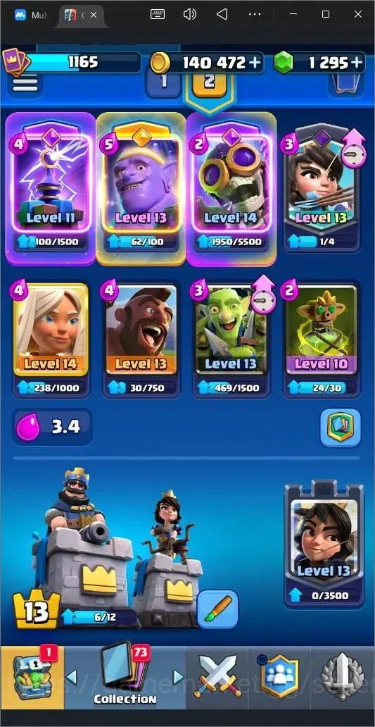 Clash Royale Accounts High-End Global |CL 1165|KTL 13|Trophy 8217|119 Cards|6 Champ|7 Evo|4 Hero|Arena 21|1295 Gems|140K 6