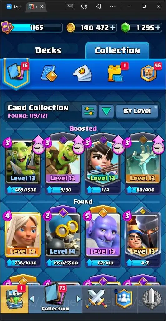 Clash Royale Accounts High-End Global |CL 1165|KTL 13|Trophy 8217|119 Cards|6 Champ|7 Evo|4 Hero|Arena 21|1295 Gems|140K 7