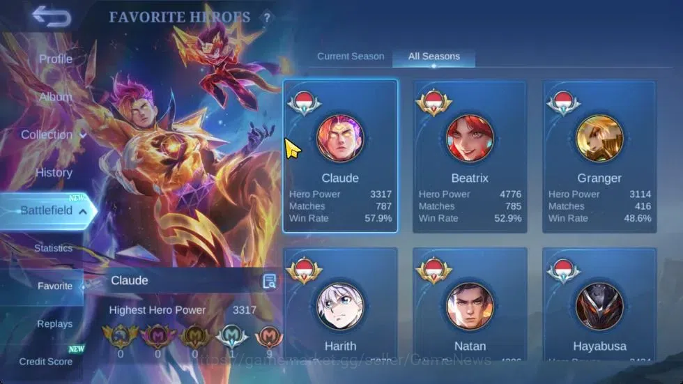 Mobile Legends: Bang Bang Accounts Collector Hero 133|Skin 412|Highest Imo 104|Legend Franco|Harith HxH,(YSS,Nata) CC,Layla 4