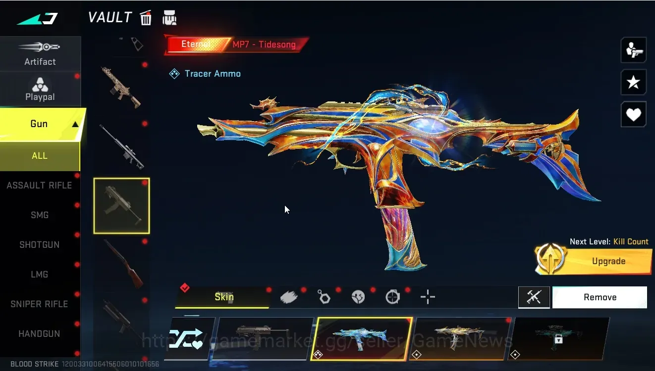 Blood Strike Accounts Collab Skin Asia|Eternal MP7 TideSong Lv3+Ultra Melee Staff|Collab AOT Female Titan,M4A1 1