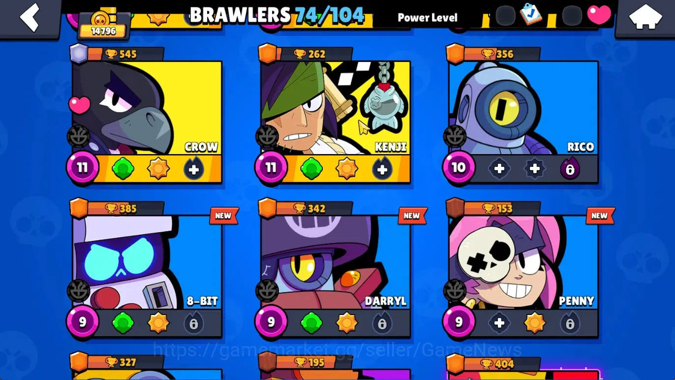 Brawl Stars Accounts 14796 Trophy|74 Brawlers 14 Max|174 Skin|2 HyperCh(Mecha Rose P,Scratcher Poco),2 Legend,10 10