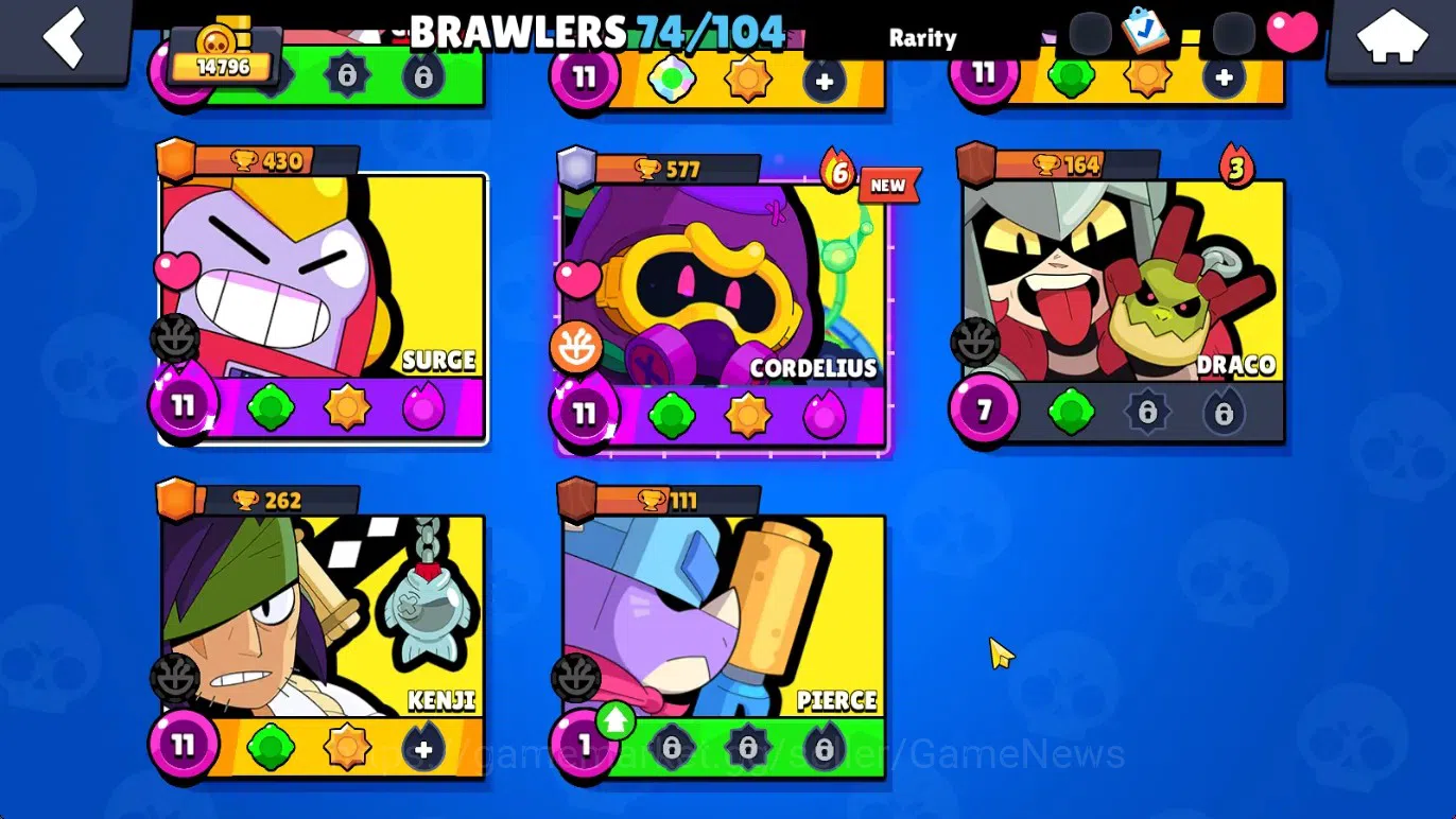 Brawl Stars Accounts 14796 Trophy|74 Brawlers 14 Max|174 Skin|2 HyperCh(Mecha Rose P,Scratcher Poco),2 Legend,10 11