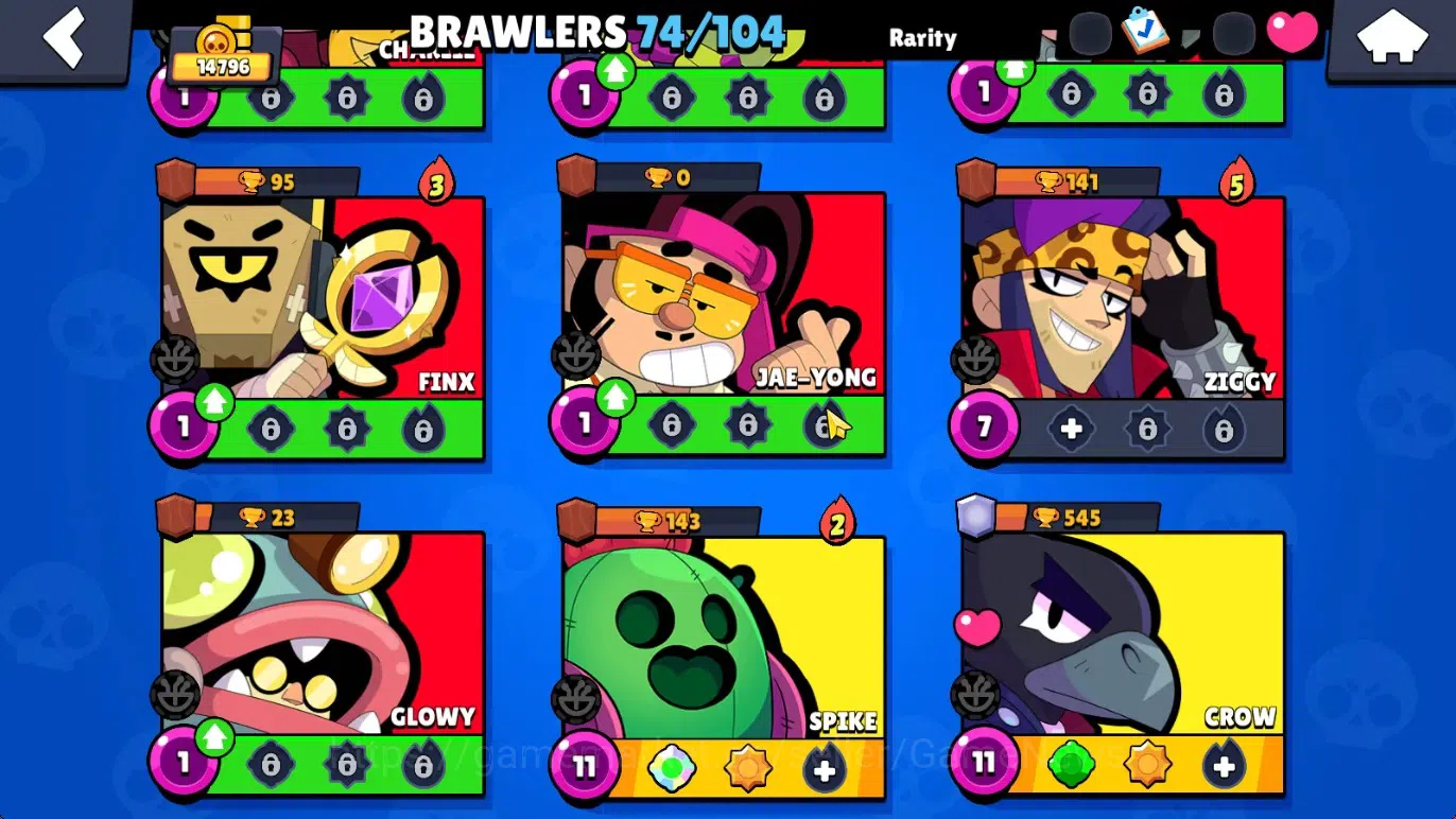 Brawl Stars Accounts 14796 Trophy|74 Brawlers 14 Max|174 Skin|2 HyperCh(Mecha Rose P,Scratcher Poco),2 Legend,10 12