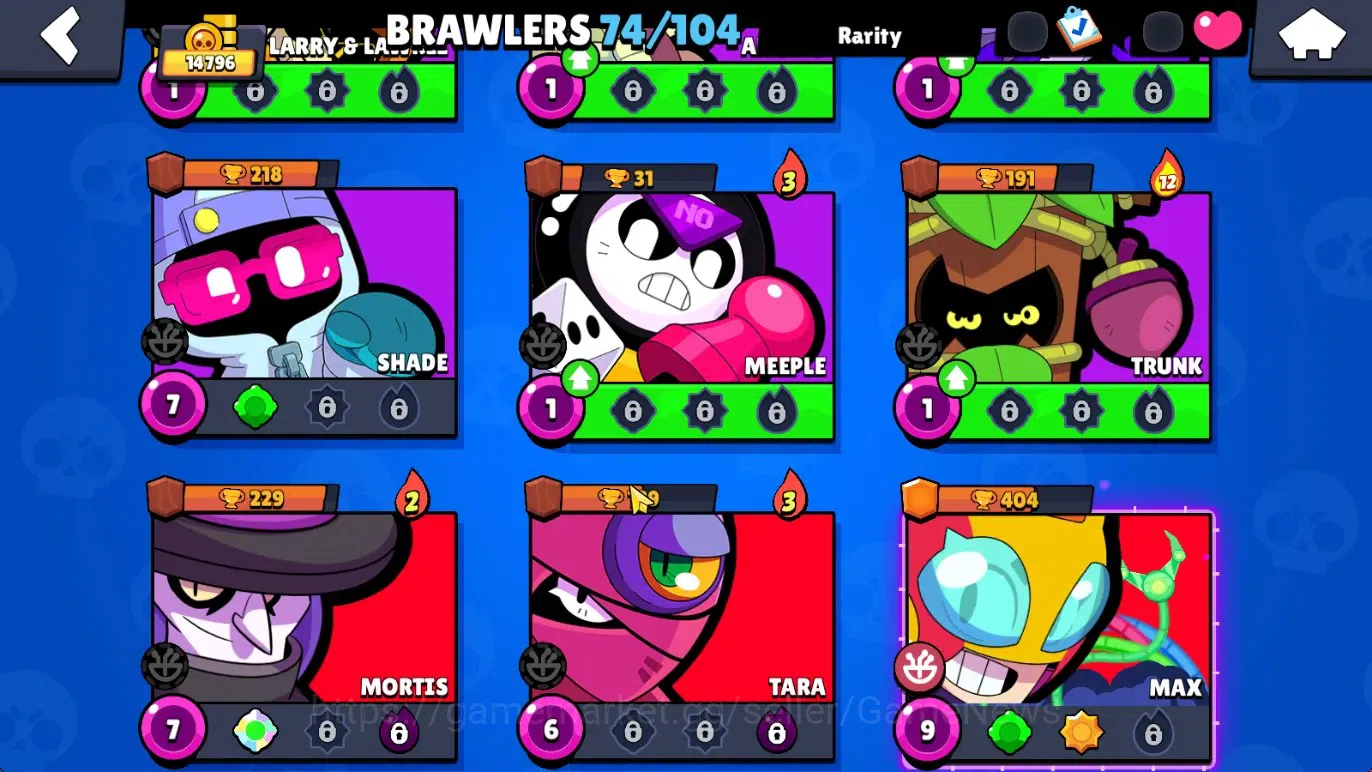 Brawl Stars Accounts 14796 Trophy|74 Brawlers 14 Max|174 Skin|2 HyperCh(Mecha Rose P,Scratcher Poco),2 Legend,10 15