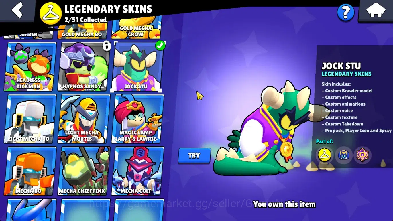 Brawl Stars Accounts 14796 Trophy|74 Brawlers 14 Max|174 Skin|2 HyperCh(Mecha Rose P,Scratcher Poco),2 Legend,10 18