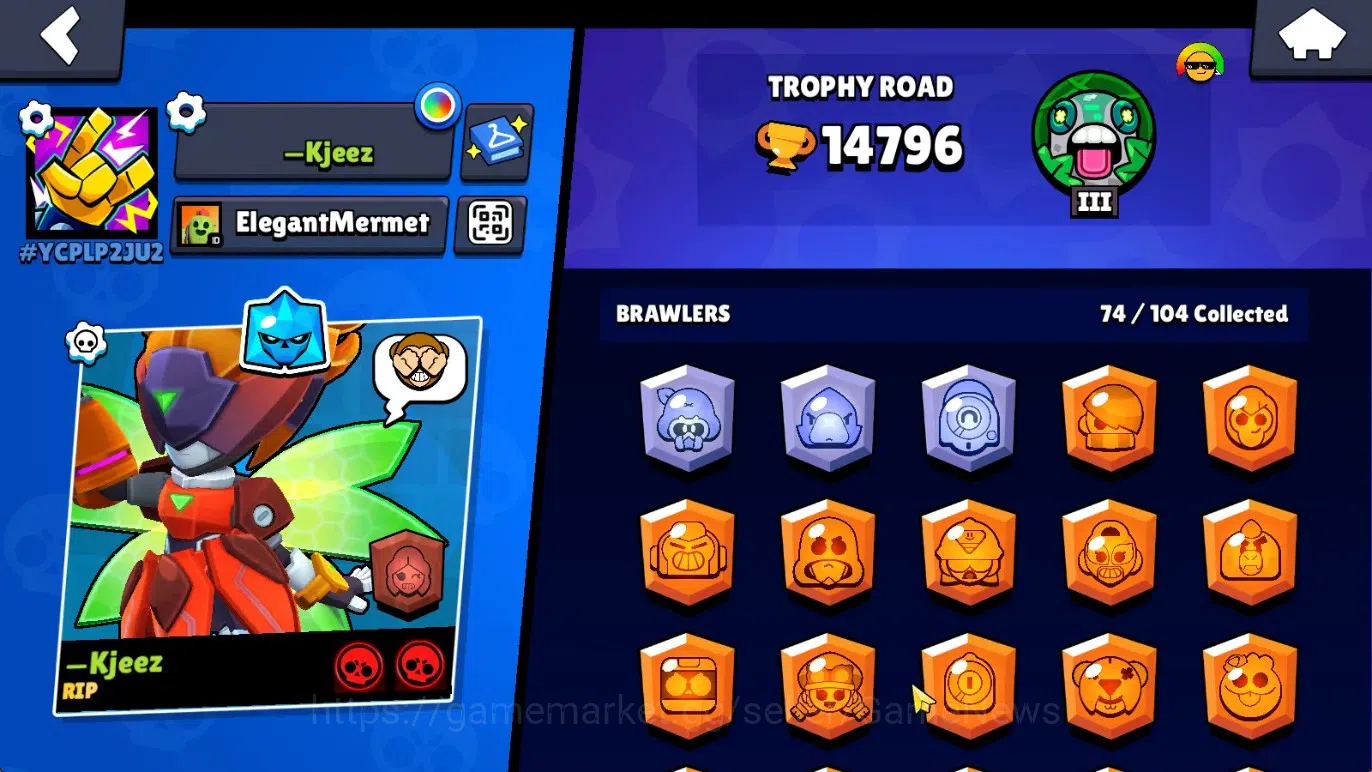 Brawl Stars Accounts 14796 Trophy|74 Brawlers 14 Max|174 Skin|2 HyperCh(Mecha Rose P,Scratcher Poco),2 Legend,10 4
