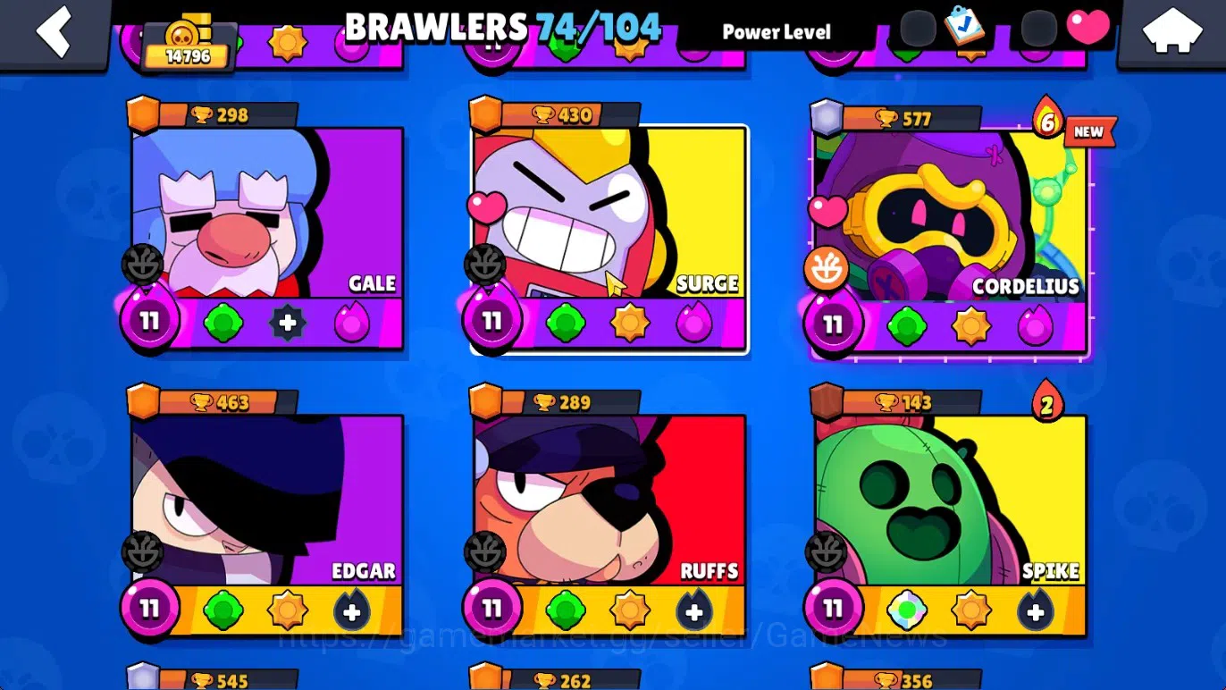 Brawl Stars Accounts 14796 Trophy|74 Brawlers 14 Max|174 Skin|2 HyperCh(Mecha Rose P,Scratcher Poco),2 Legend,10 9